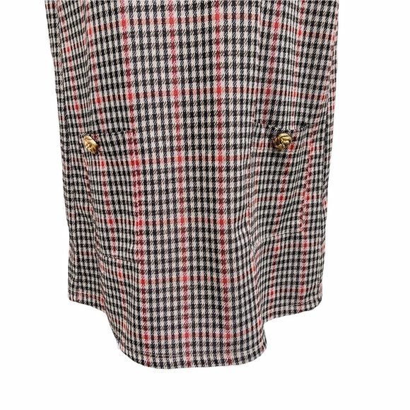 ZARA plaid shirt mini dress gold big buttons front check 50s 60s houndstooth - Picture 3 of 6